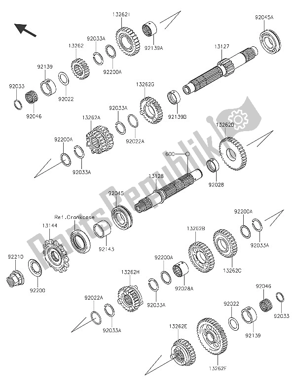 Tutte le parti per il Trasmissione del Kawasaki Ninja 300 ABS 2016
