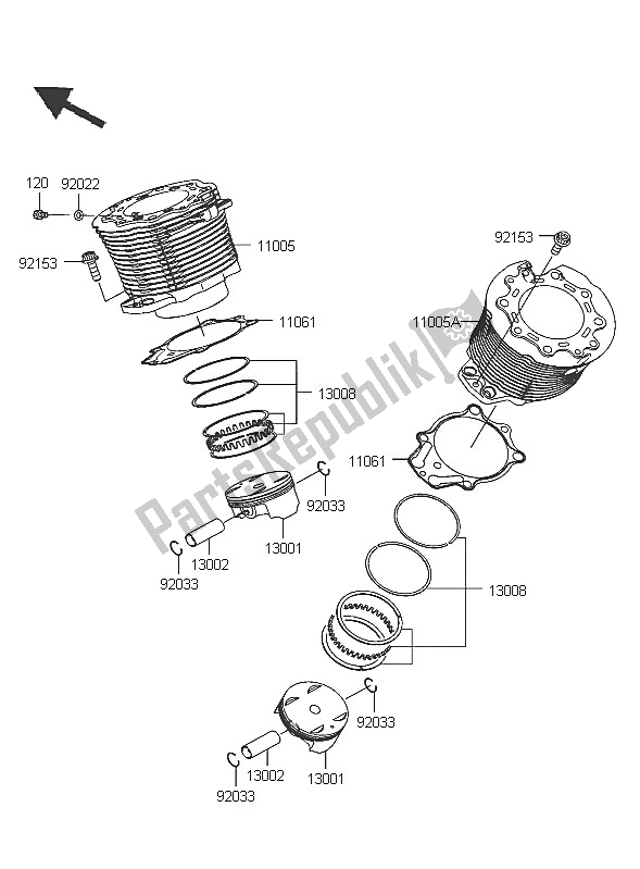 Todas las partes para Cilindro Y Pistón de Kawasaki VN 2000 2005