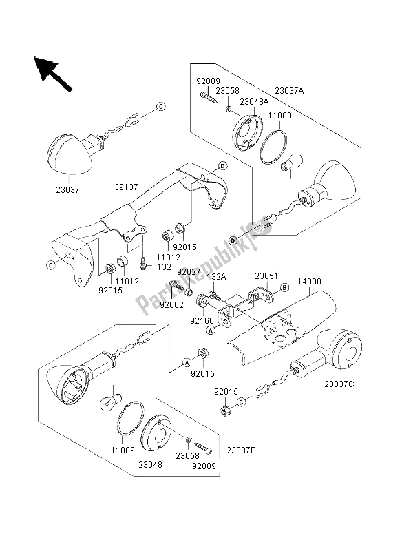 All parts for the Turn Signals of the Kawasaki VN 1500 Classic Tourer FI 2001