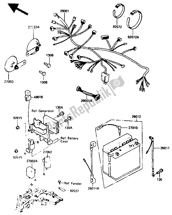 All parts for the Electrical Equipment of the Kawasaki ZX 400 1987