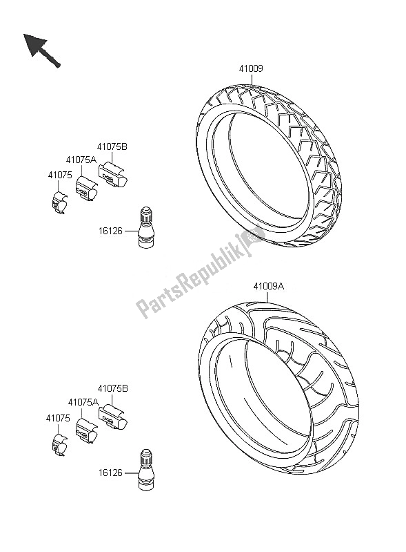 All parts for the Tires of the Kawasaki Z 1000 2005