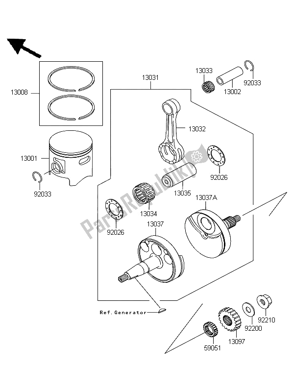 All parts for the Crankshaft & Piston(s) of the Kawasaki KX 85 SW LW 2013