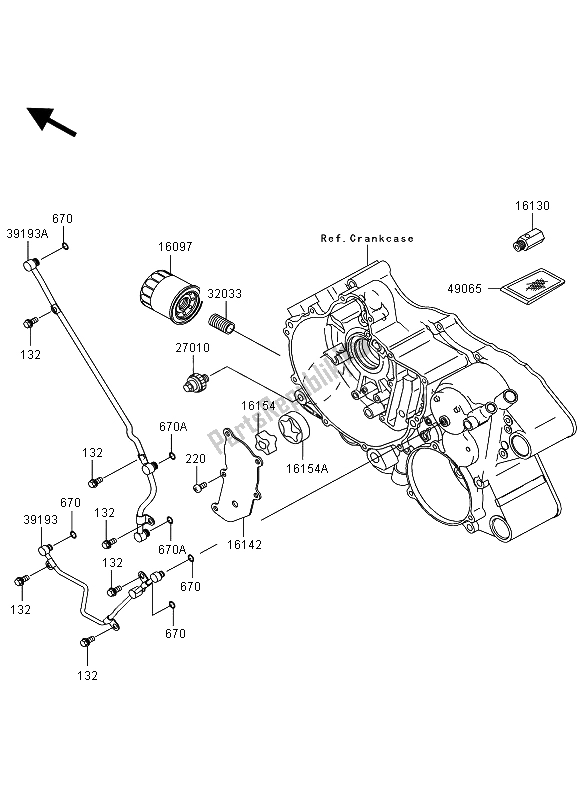 All parts for the Oil Pump of the Kawasaki KVF 360 2008