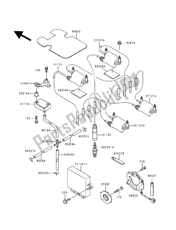 Todas as partes de Sistema De Ignição do Kawasaki Zephyr 1100 1993