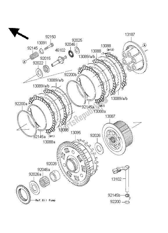 Tutte le parti per il Frizione del Kawasaki Ninja ZX 12R 1200 2001