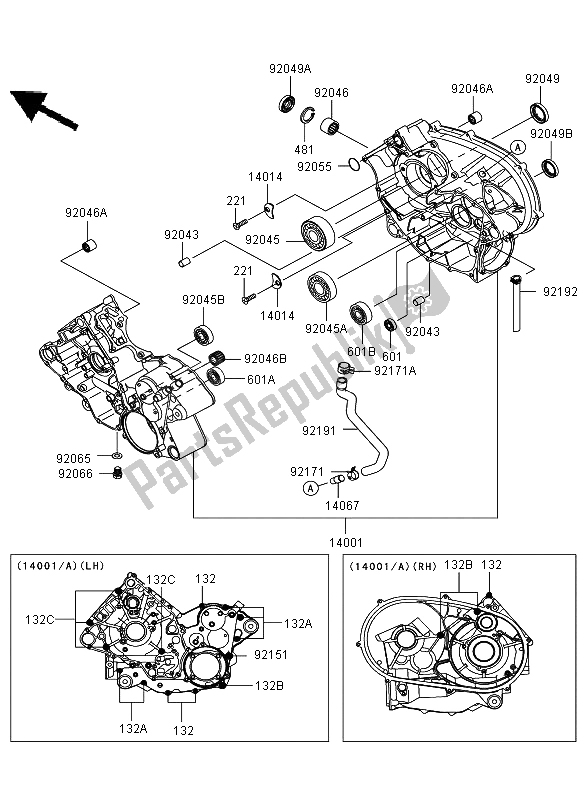 All parts for the Crankcase of the Kawasaki KVF 650 4X4 2006