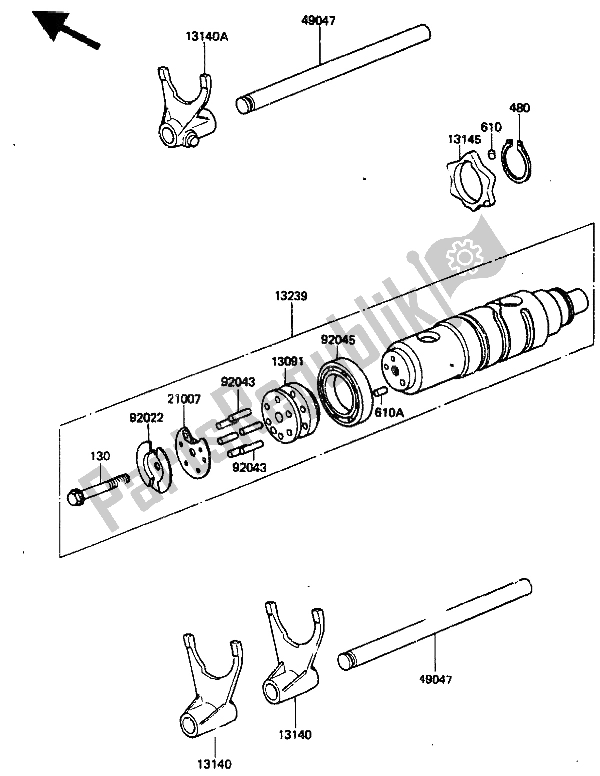 All parts for the Change Drum & Shift Fork of the Kawasaki ZN 1300 1985