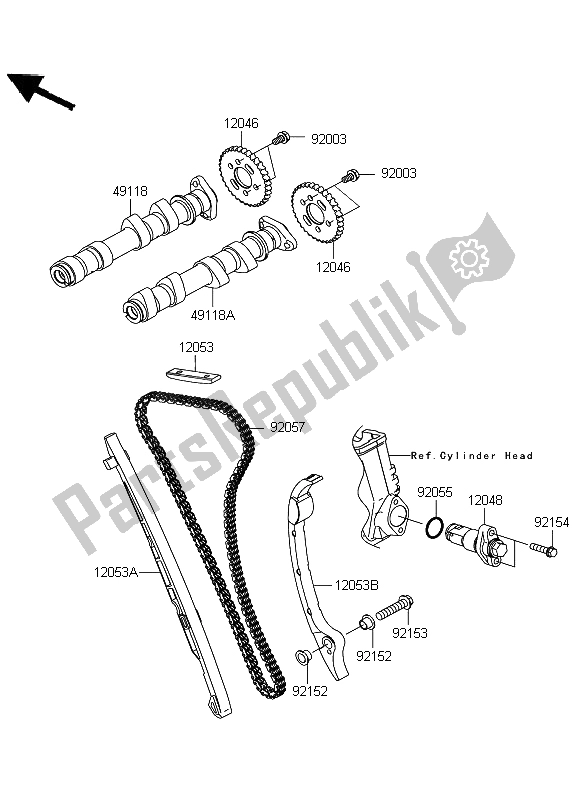 All parts for the Camshaft & Tensioner of the Kawasaki Versys ABS 650 2012