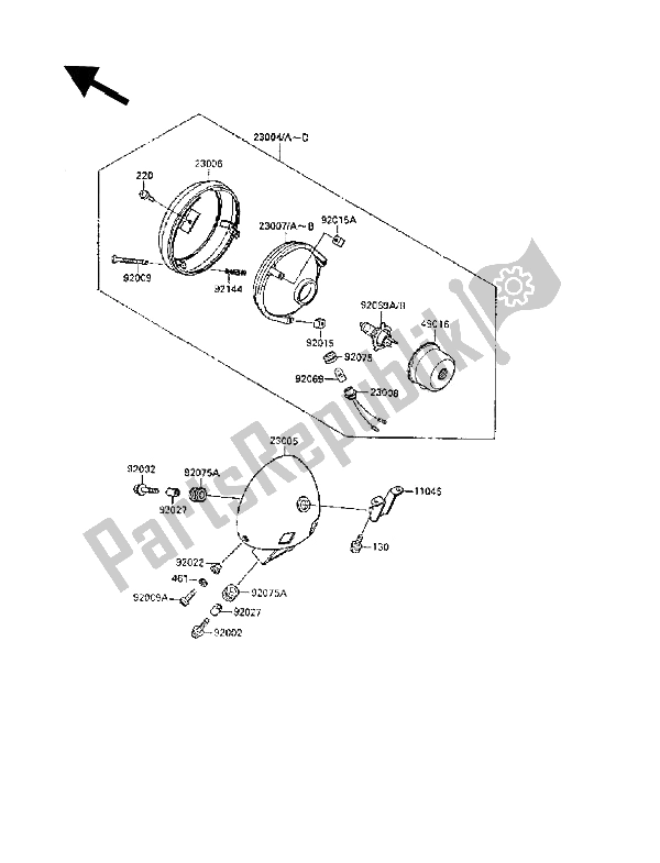 All parts for the Headlamp of the Kawasaki VN 1500 SE 1990