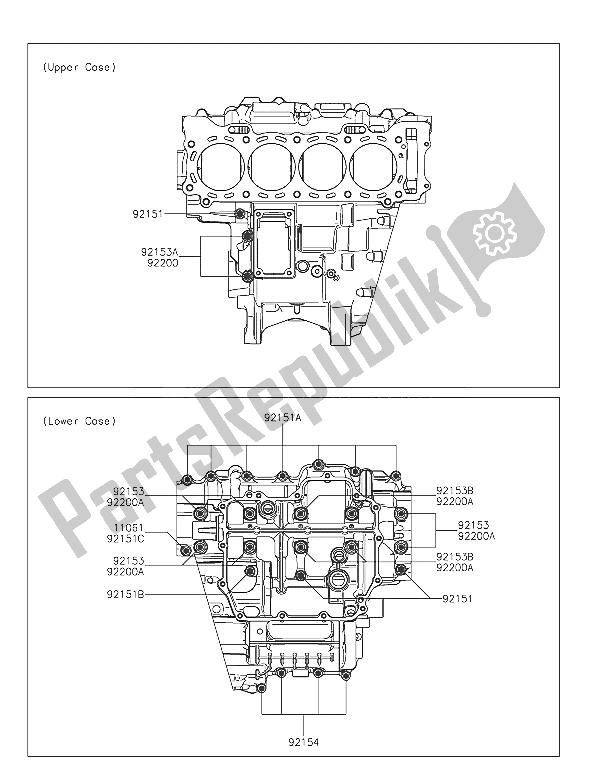 Tutte le parti per il Modello Del Bullone Del Basamento del Kawasaki Ninja ZX 10R ABS 1000 2016