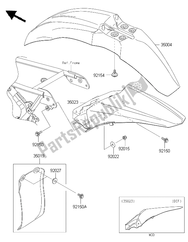 All parts for the Fenders of the Kawasaki KX 85 LW 2015