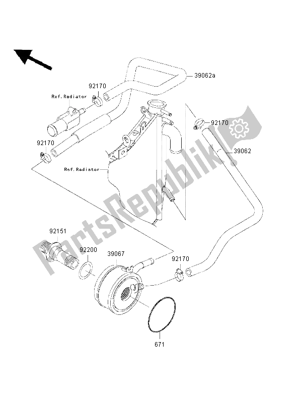 All parts for the Oil Cooler of the Kawasaki Ninja ZX 9R 900 2002