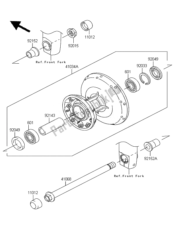 Toutes les pièces pour le Moyeu Avant du Kawasaki W 800 2011