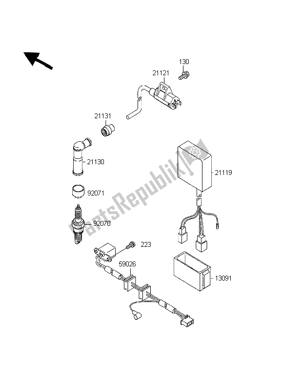 Tutte le parti per il Sistema Di Accensione del Kawasaki KLR 650 1998