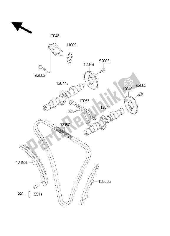 Alle onderdelen voor de Nokkenas En Spanner van de Kawasaki KLE 500 2001