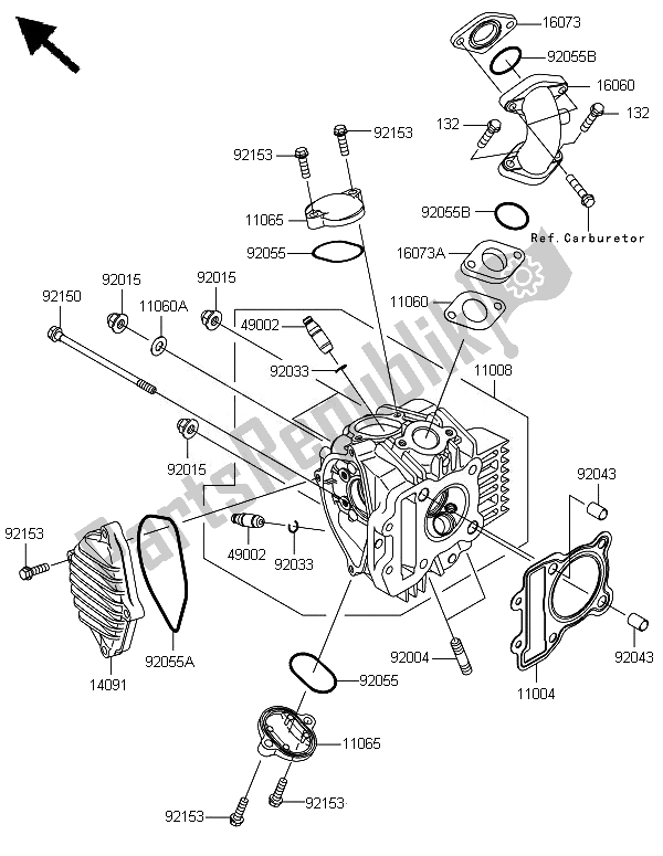 Alle onderdelen voor de Cilinderkop van de Kawasaki KLX 110 2014