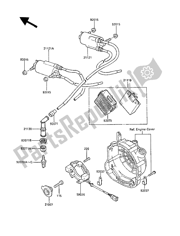 Tutte le parti per il Sistema Di Accensione del Kawasaki GPZ 600R 1987