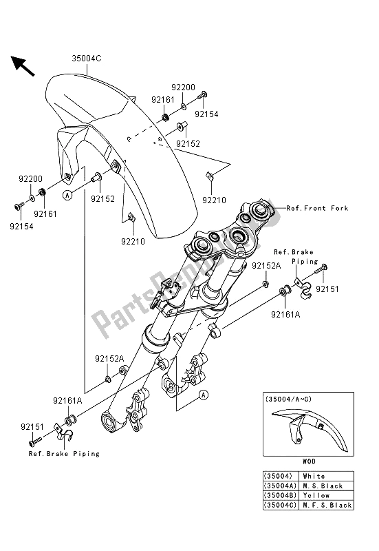 Toutes les pièces pour le Garde-boue Avant du Kawasaki ER 6N ABS 650 2013