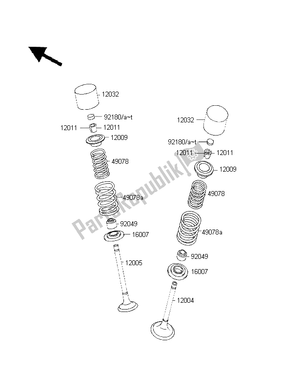 All parts for the Valve(s) of the Kawasaki KLX 250R 1995