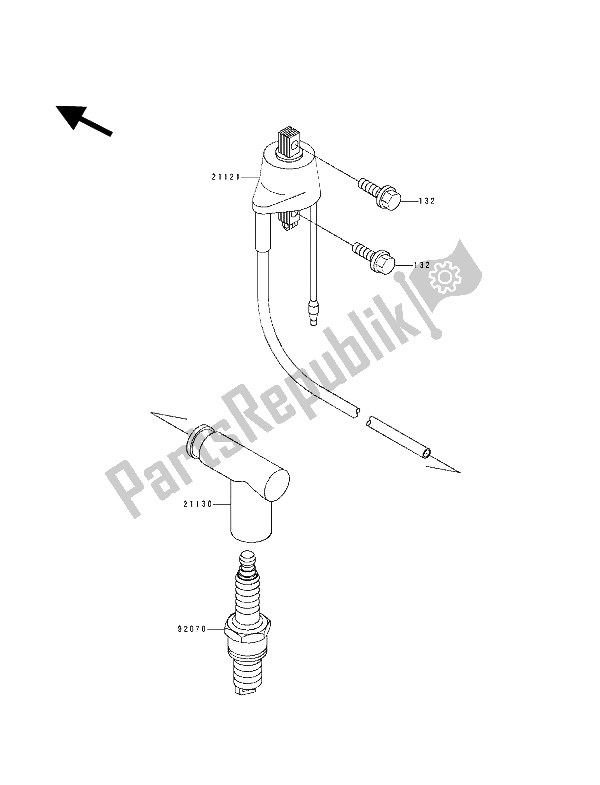 All parts for the Ignition Coil of the Kawasaki KDX 250 1992