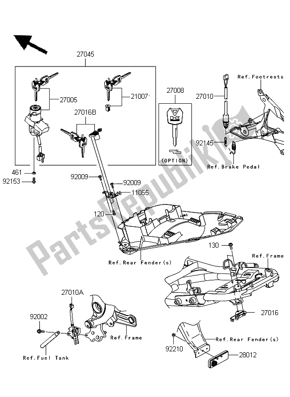 All parts for the Ignition Switch of the Kawasaki ER 6F ABS 650 2011