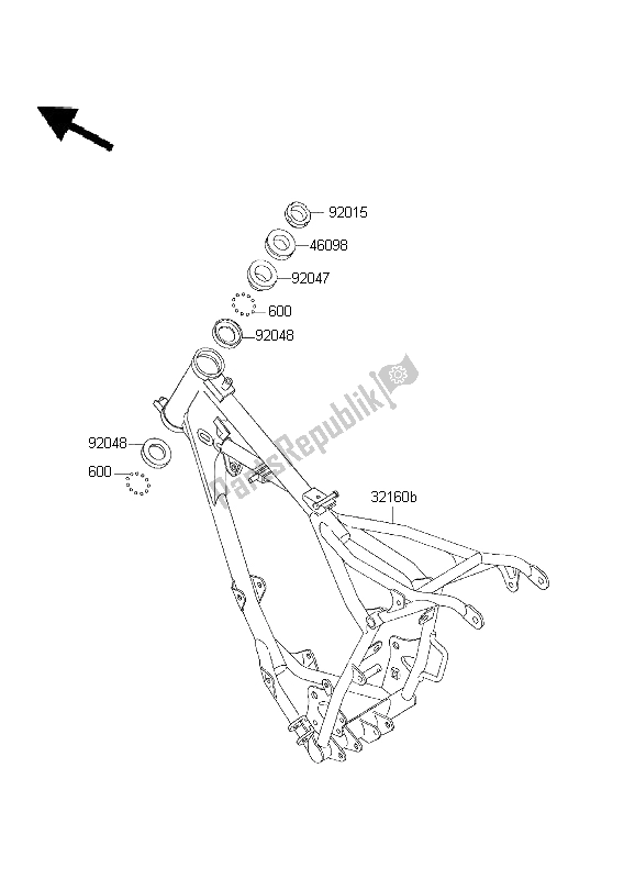 All parts for the Frame of the Kawasaki KX 60 2003