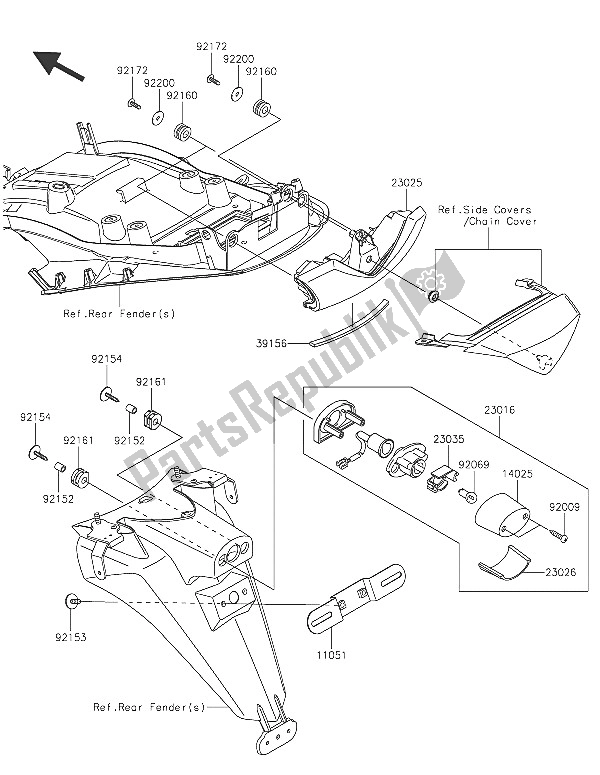 All parts for the Taillight(s) of the Kawasaki ZZR 1400 ABS 2016