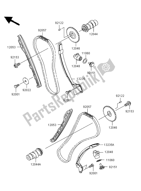 All parts for the Camshaft & Tensioner of the Kawasaki VN 900 Classic 2006