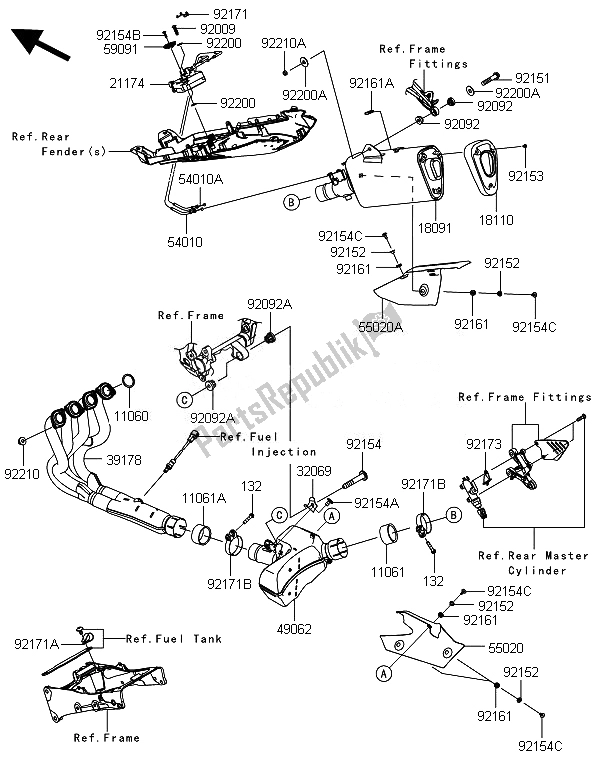 Todas las partes para Silenciador (s) de Kawasaki Ninja ZX 6R ABS 600 2014