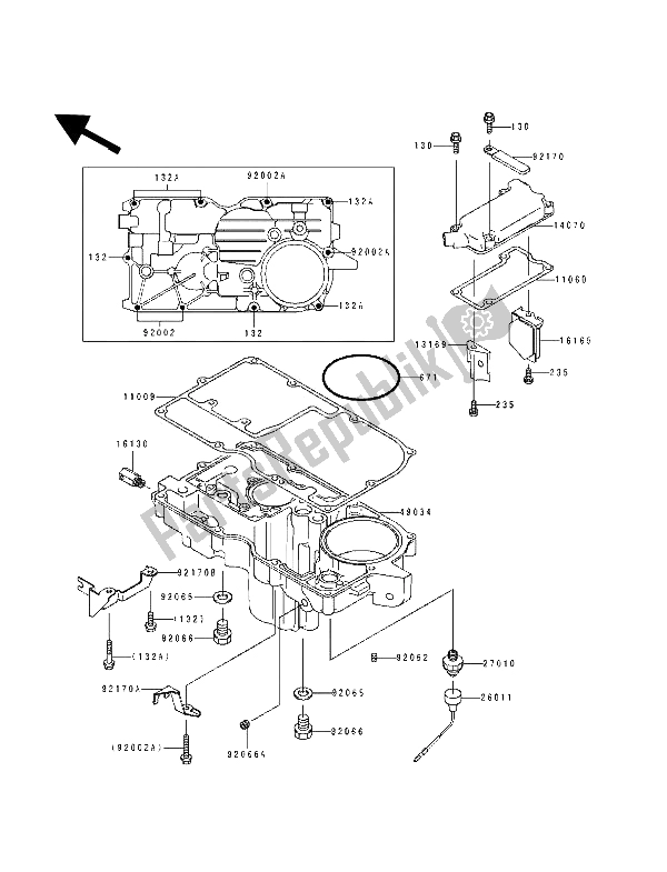 All parts for the Breather Cover & Oil Pan of the Kawasaki ZZ R 1100 1993