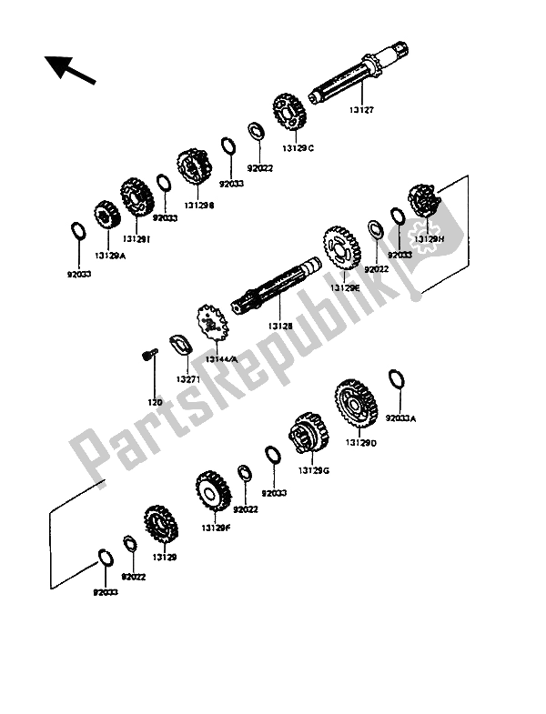 Tutte le parti per il Trasmissione del Kawasaki KMX 125 1991