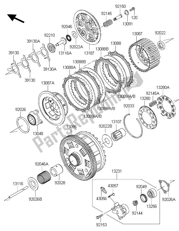 All parts for the Clutch of the Kawasaki 1400 GTR ABS 2016