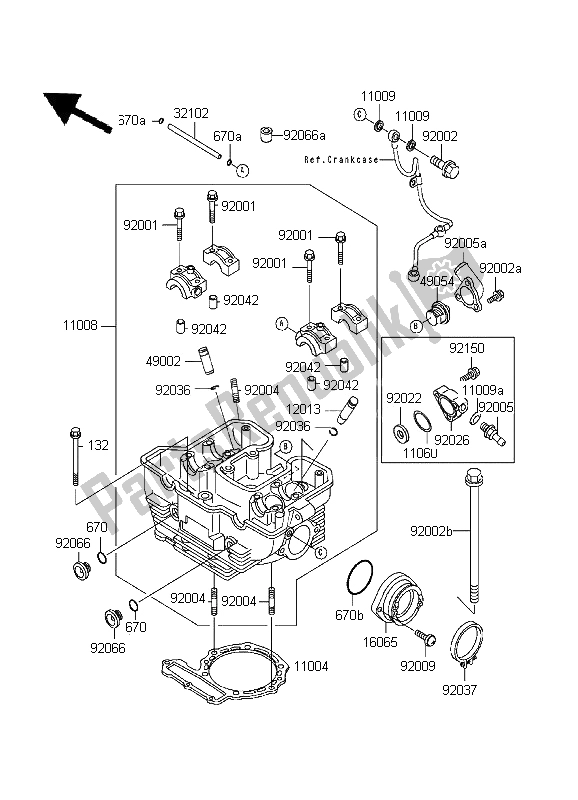 Tutte le parti per il Testata del Kawasaki KLR 650 1995