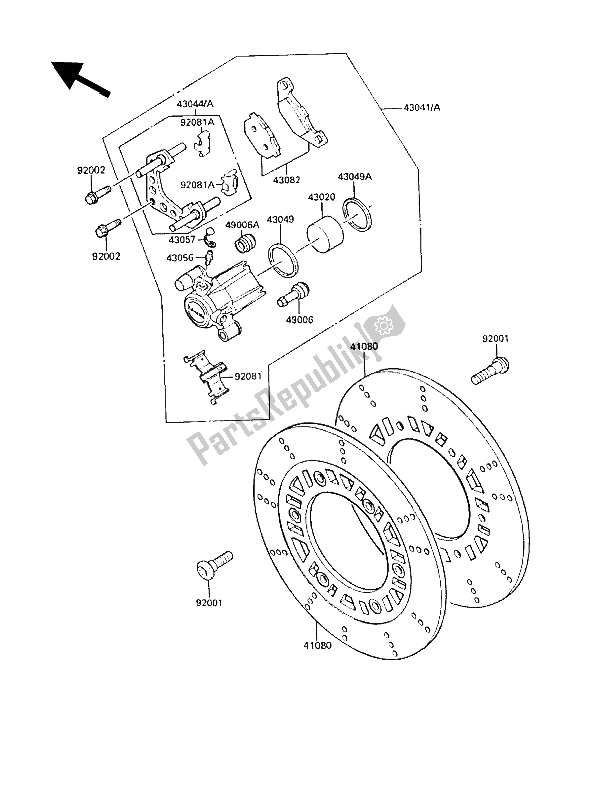 Toutes les pièces pour le Frein Avant du Kawasaki ZL 1000 1987