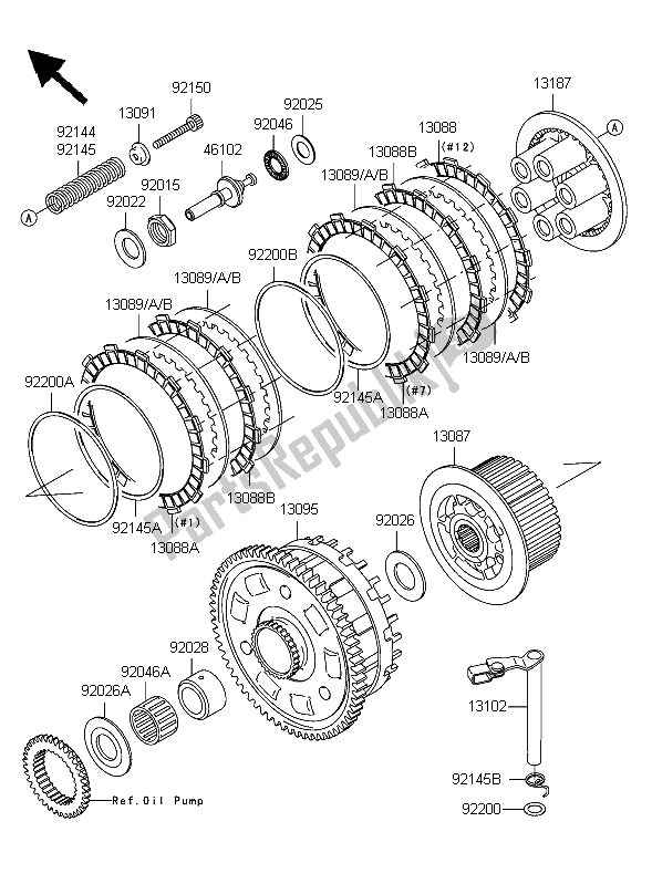 Tutte le parti per il Frizione del Kawasaki Ninja ZX 12R 1200 2006