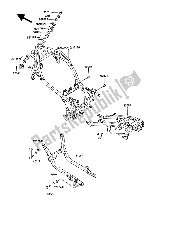 Todas las partes para Marco de Kawasaki GPZ 1000 RX 1986