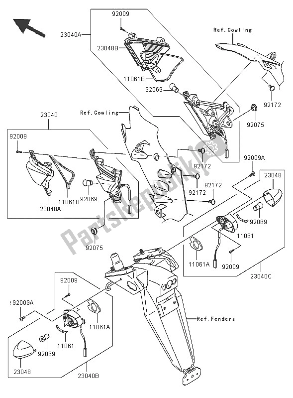 Todas las partes para Señales De Giro de Kawasaki Ninja ZX 10R 1000 2005