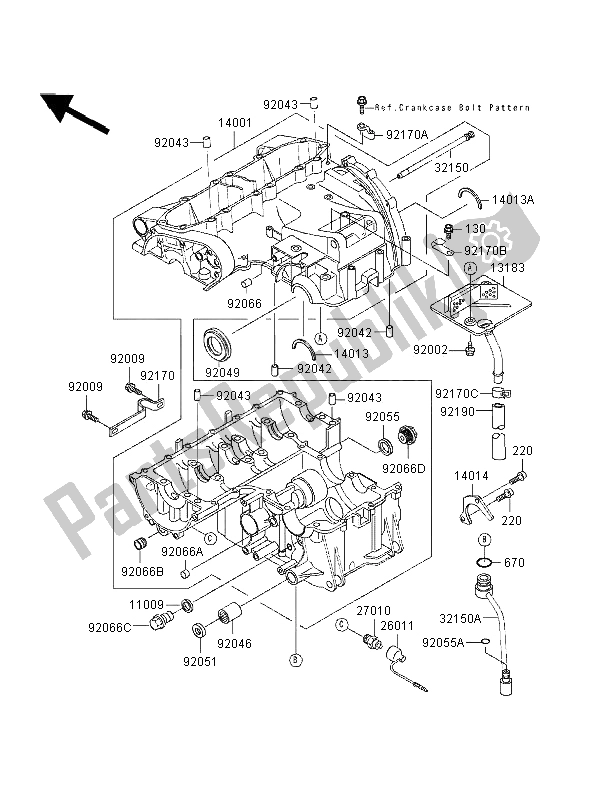 Tutte le parti per il Carter del Kawasaki ZZ R 600 1997