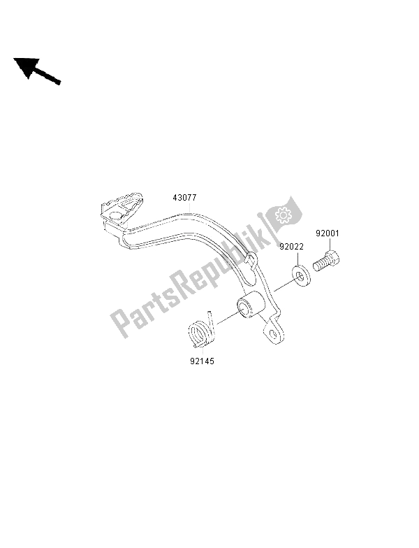 Tutte le parti per il Pedale Del Freno del Kawasaki KMX 125 1999