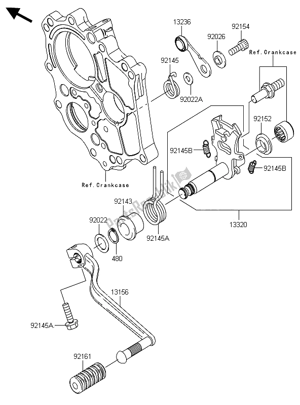 All parts for the Gear Change Mechanism of the Kawasaki ER 6F 650 2012