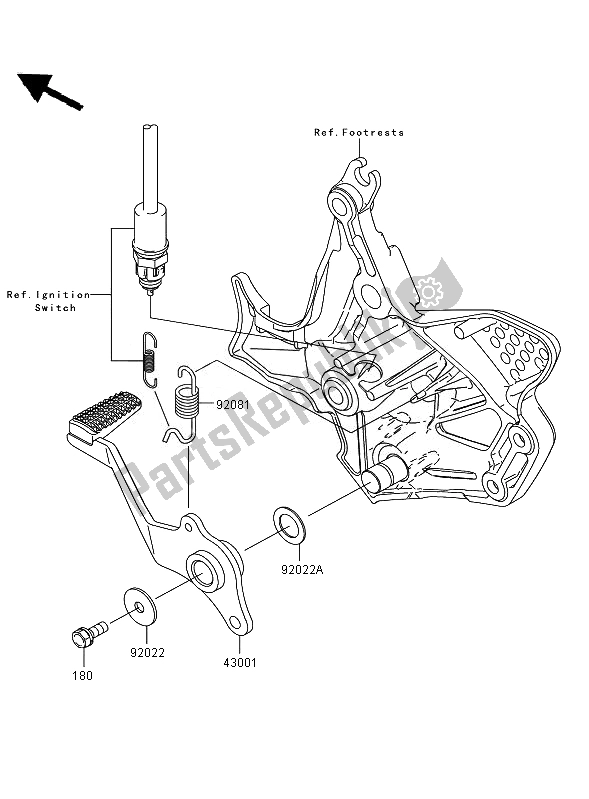 All parts for the Brake Pedal of the Kawasaki Versys ABS 650 2007