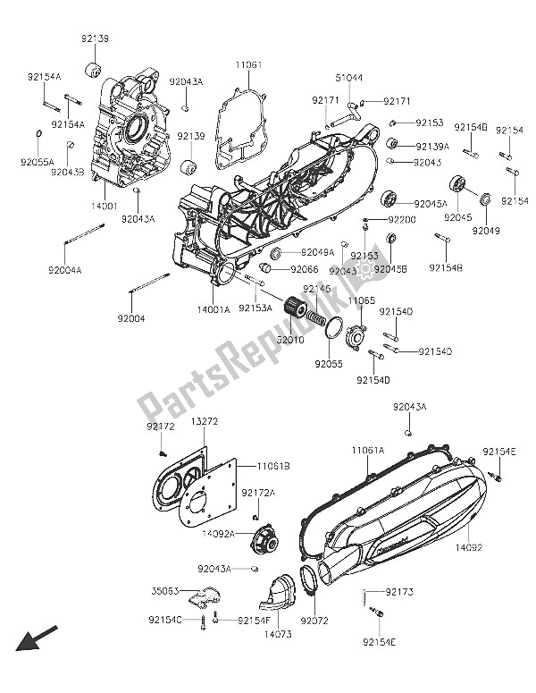 Tutte le parti per il Carter del Kawasaki J 125 2016