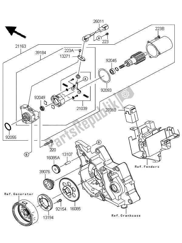 Todas as partes de Motor De Arranque do Kawasaki KLX 110 2012