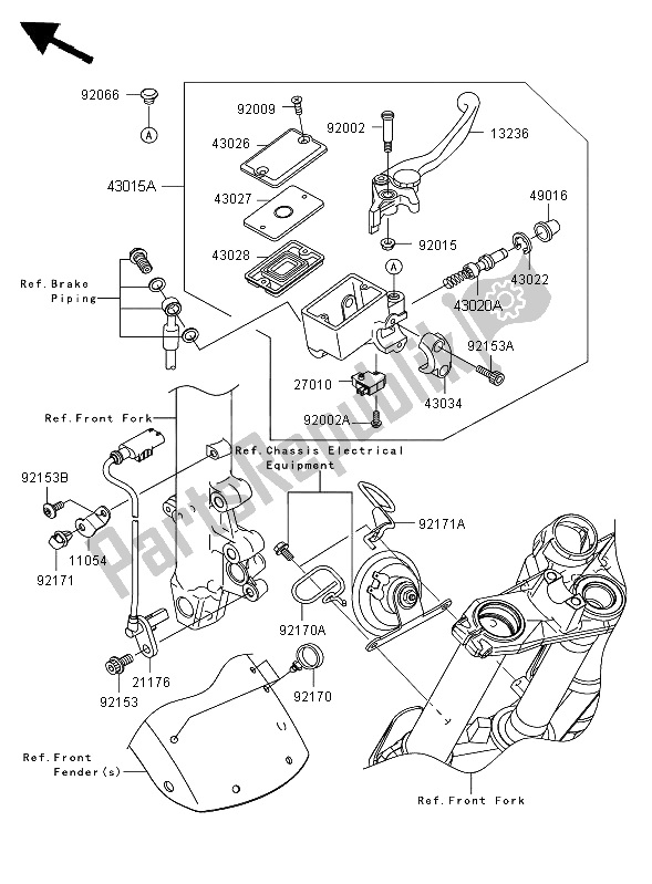 Toutes les pièces pour le Maître-cylindre Avant du Kawasaki ER 6F ABS 650 2008