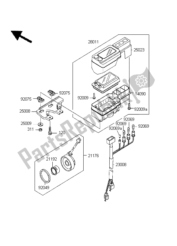 All parts for the Meter of the Kawasaki D Tracker 125 1999