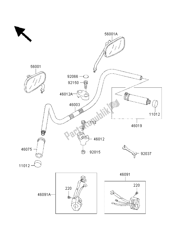 All parts for the Handlebar of the Kawasaki VN 1500 Classic Tourer FI 2003