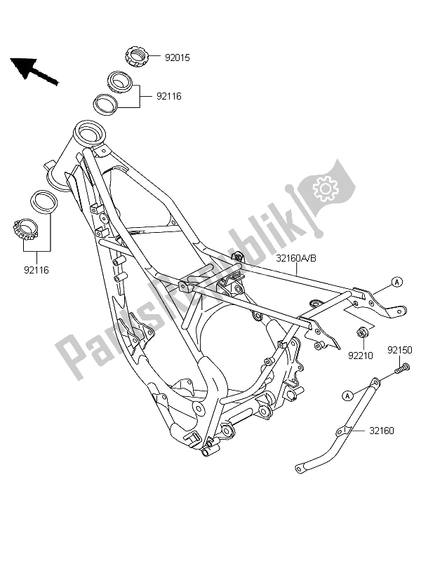 All parts for the Frame of the Kawasaki KX 85 SW LW 2013