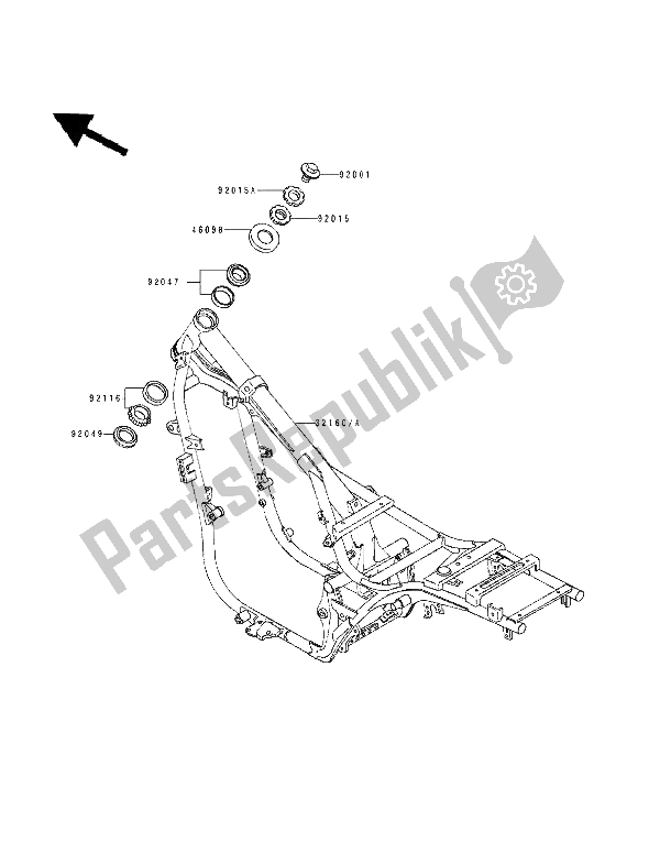 All parts for the Frame of the Kawasaki EN 500 1994