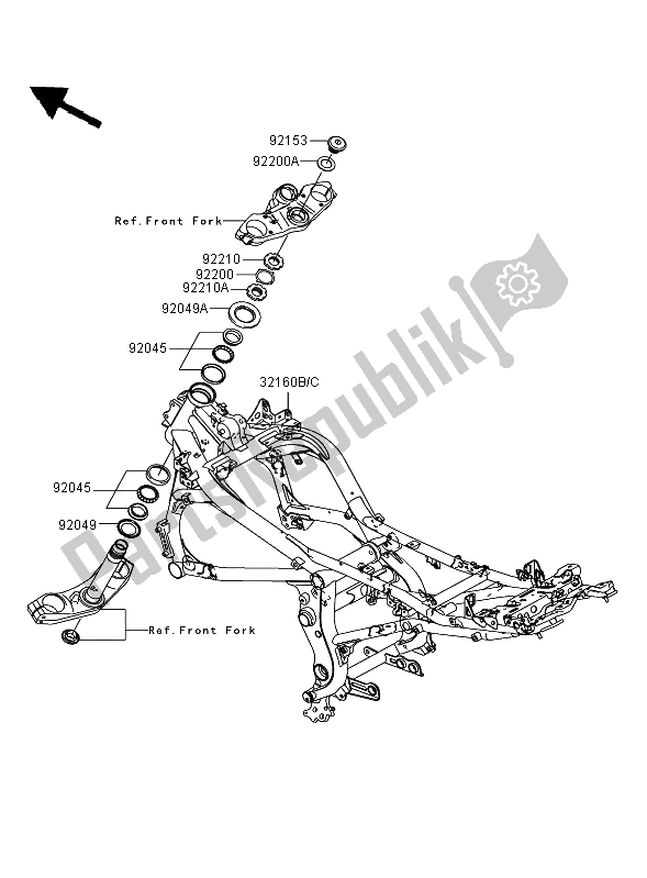 Alle onderdelen voor de Kader van de Kawasaki Versys 650 2008