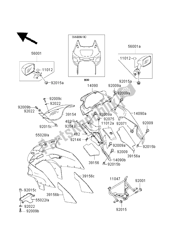 All parts for the Cowling of the Kawasaki ZZR 600 2003